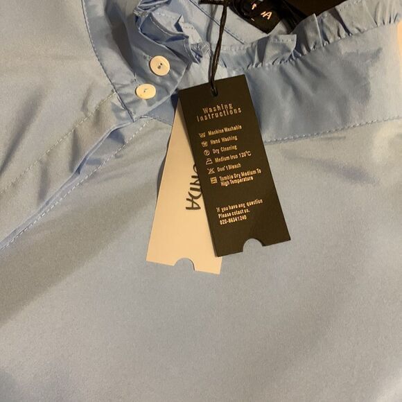 Vonda size 5XL blouse, light blue with bubble sleeves - Picture 13 of 13